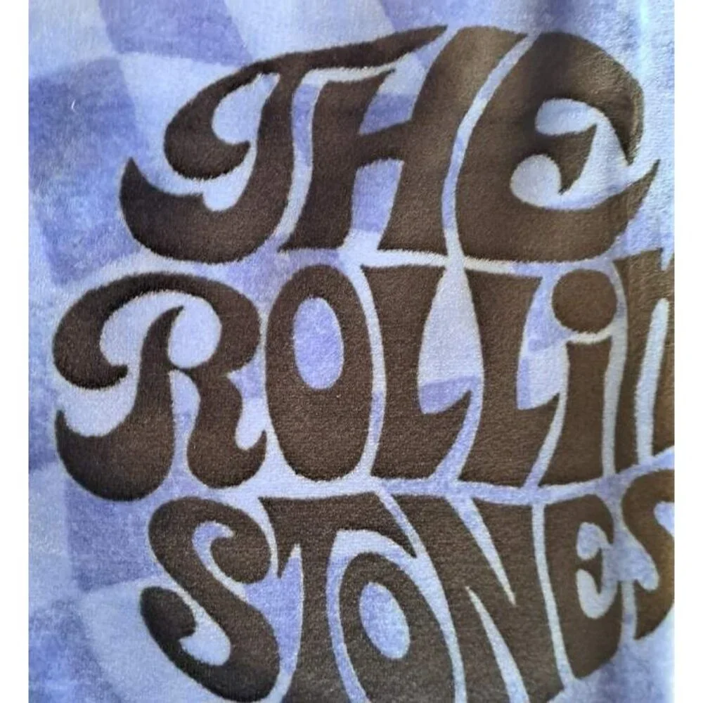 New Blue The Rolling Stones Plush Fleece Gift Throw Blanket Red Lips Tongue Logo